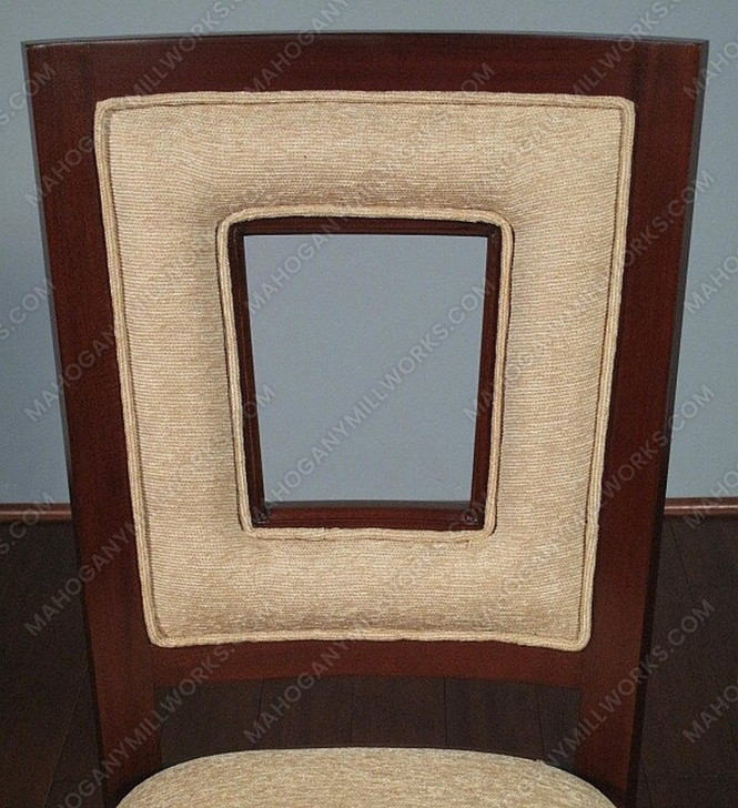 Pair of 2 Solid Mahogany Art Deco Upholstered Dining Side Chairs