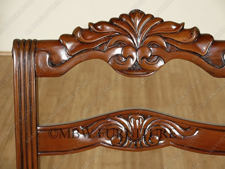 Pair of 2 Solid Mahogany Ladder Back Dining Arm Chairs