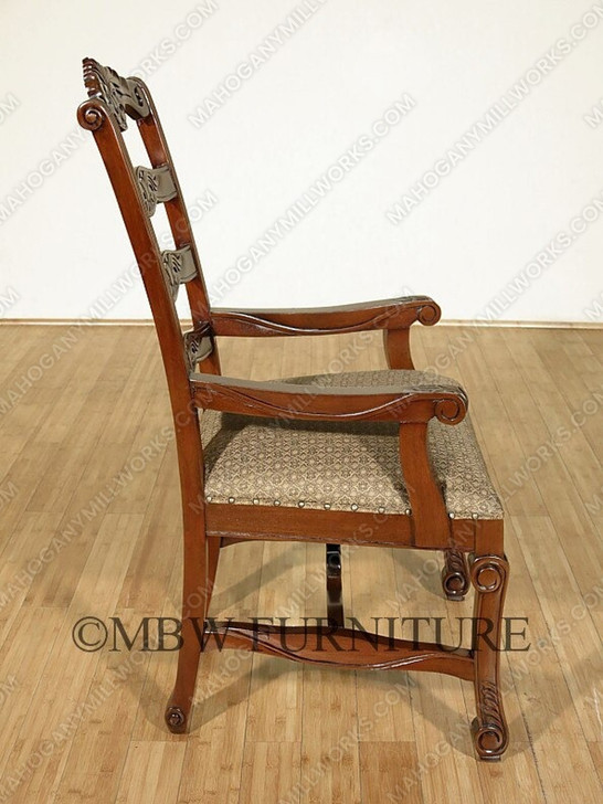 Pair of 2 Solid Mahogany Ladder Back Dining Arm Chairs
