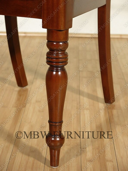 Pair 2 Solid Mahogany Regency Dining Arm Chairs w/ Green Seat