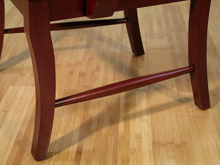 Pair of 2 Solid Mahogany Striped Fabric Dining Arm Chairs