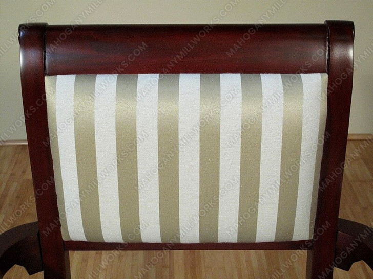 Solid Mahogany Striped Fabric Dining Arm Chairs (2)