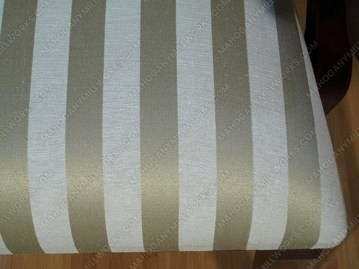 Solid Mahogany Striped Fabric Dining Arm Chairs (2)