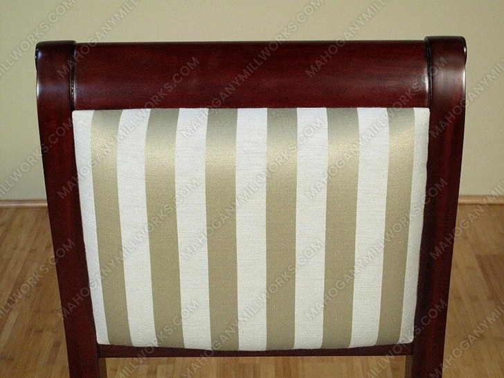 Solid Mahogany Striped Fabric Dining Side Chairs (2)