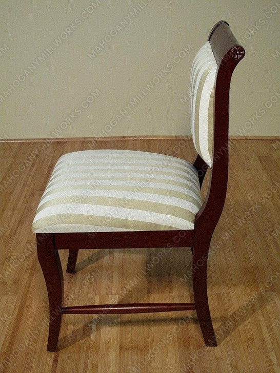 Solid Mahogany Striped Fabric Dining Side Chairs (2)