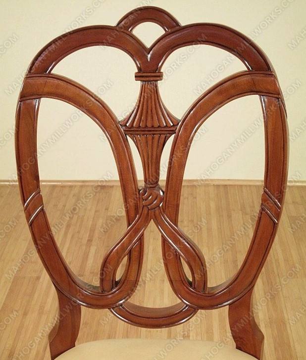 Pair of 2 Solid Mahogany Hepplewhite Pecan Genuine Leather Side Chairs
