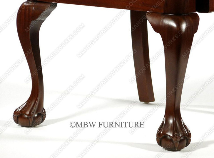 Solid Mahogany Dark Cherry Chippendale Cream Dining Chairs (8)