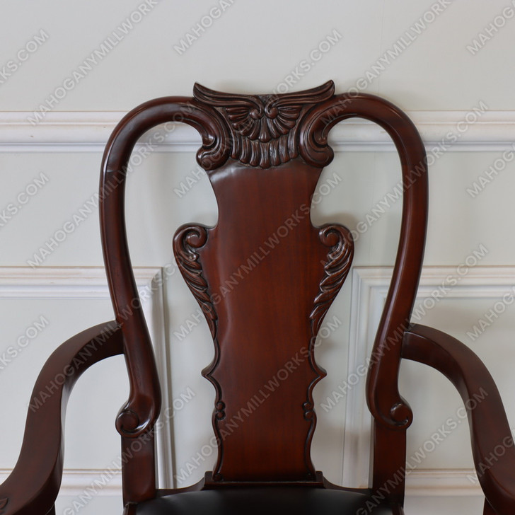 Queen Anne Dining Chairs w/ Leather Seats Set (8)