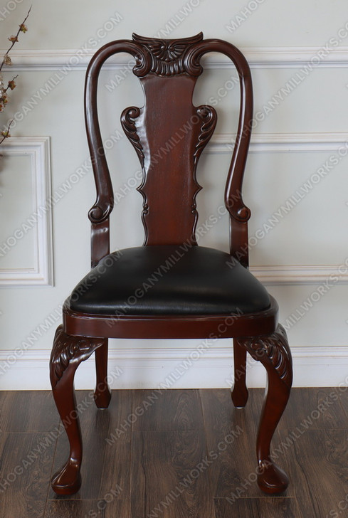 Queen Anne Dining Chairs w/ Leather Seats Set (8)