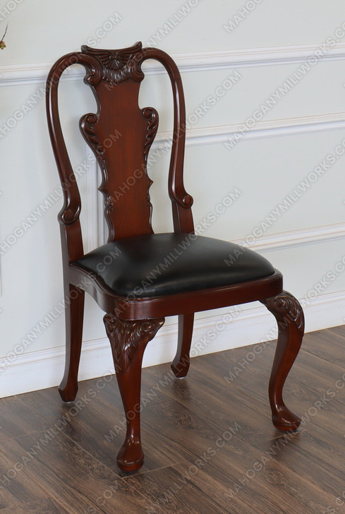 Queen Anne Dining Chairs w/ Leather Seats Set (8)