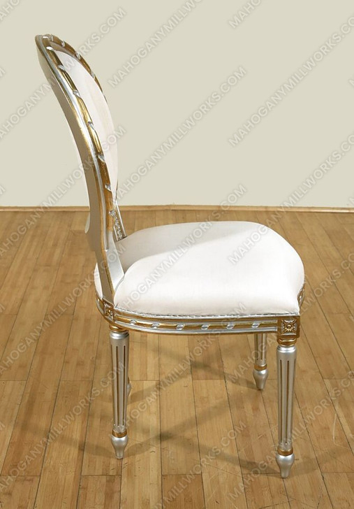 French Silver and Gold Leaf Dining Chairs (10)