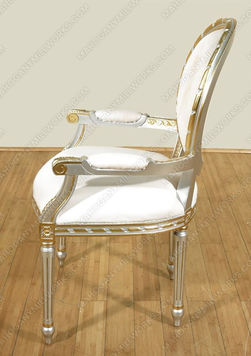 French Silver and Gold Leaf Dining Chairs (10)