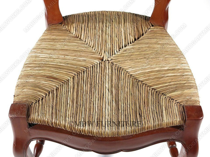 Mahogany French Country Cane Rattan Rush Seat Ladderback Side Chair