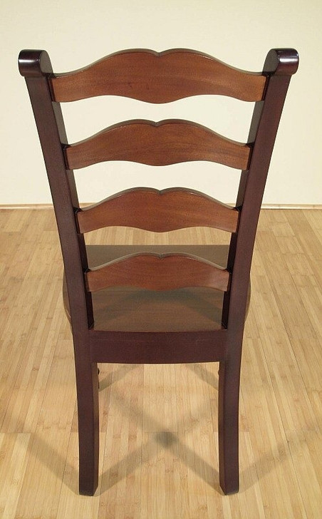 Set of 8 Solid Mahogany Two-Tone Ladder Back Dining Chairs
