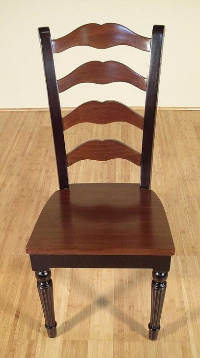Set of 8 Solid Mahogany Two-Tone Ladder Back Dining Chairs
