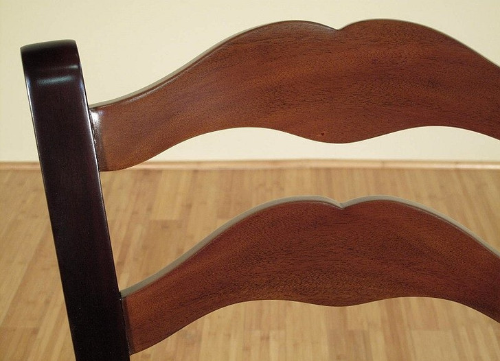 Set of 8 Solid Mahogany Two-Tone Ladder Back Dining Chairs
