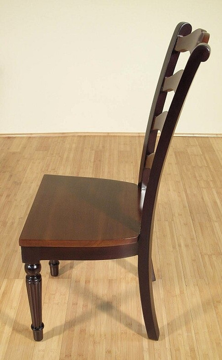 Set of 8 Solid Mahogany Two-Tone Ladder Back Dining Chairs