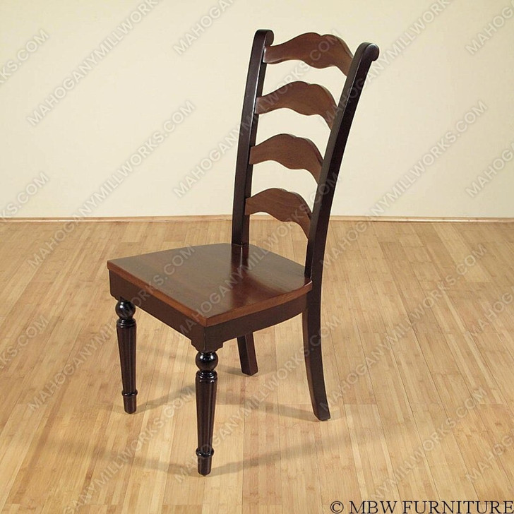 Set of 8 Solid Mahogany Two-Tone Ladder Back Dining Chairs