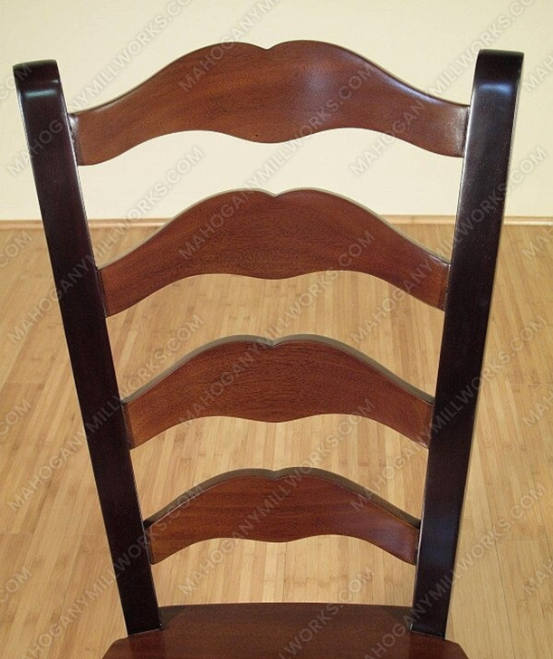 Set of 8 Solid Mahogany Two-Tone Ladder Back Dining Chairs
