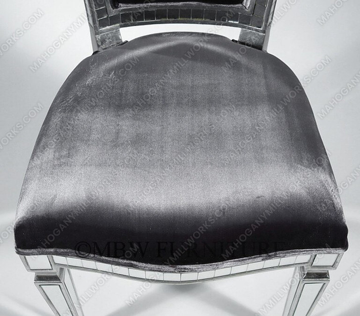 Silver Mirrored Upholstered Dining Side Chair