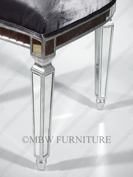 Silver Mirrored Upholstered Dining Side Chair