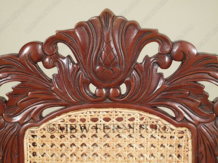 Solid Mahogany Barley Twist Rattan Occasional Accent Arm Chair