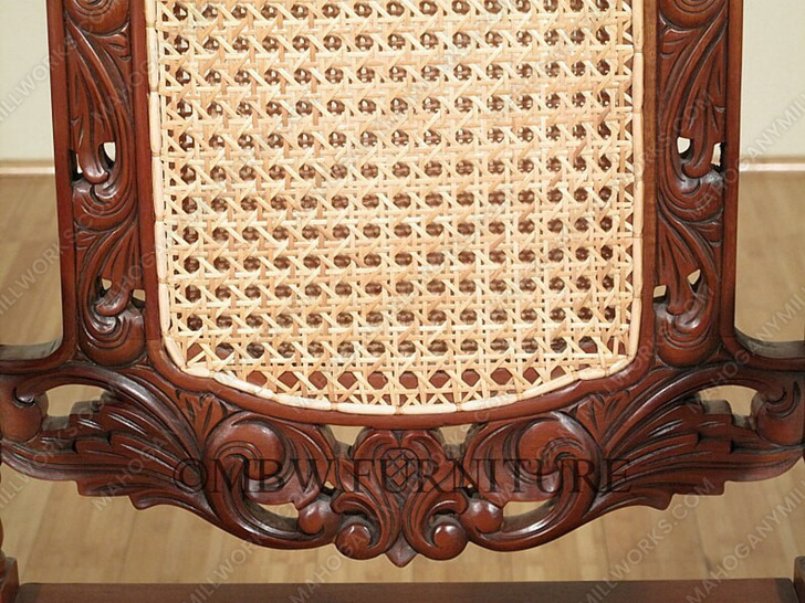Solid Mahogany Barley Twist Rattan Occasional Accent Arm Chair