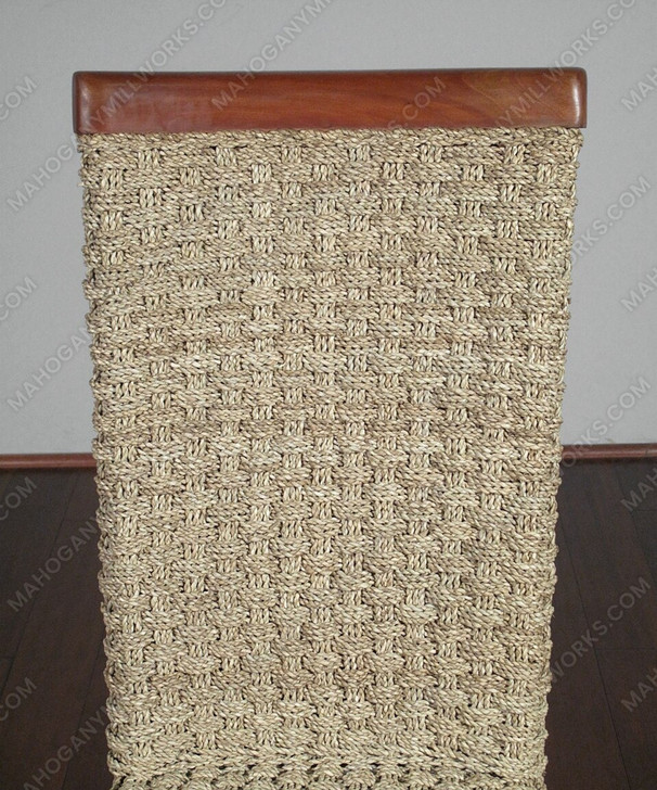 Pair of 2 Mahogany Checkerboard Wicker Parson Side Chairs