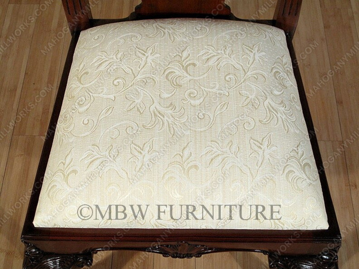 Solid Mahogany Chippendale Cream Dining Side Chair