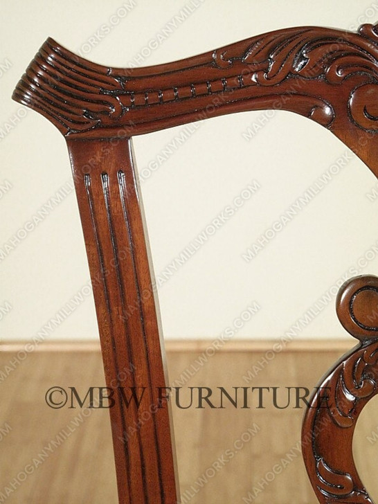 Solid Mahogany Chippendale Cream Dining Side Chair