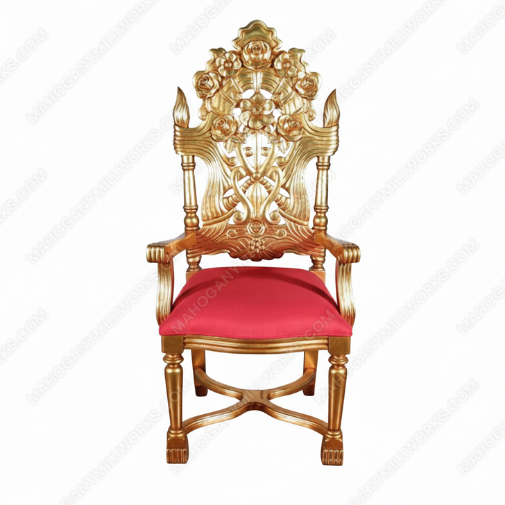 Over-sized Gold French Rococo Occasional Accent Arm Chair