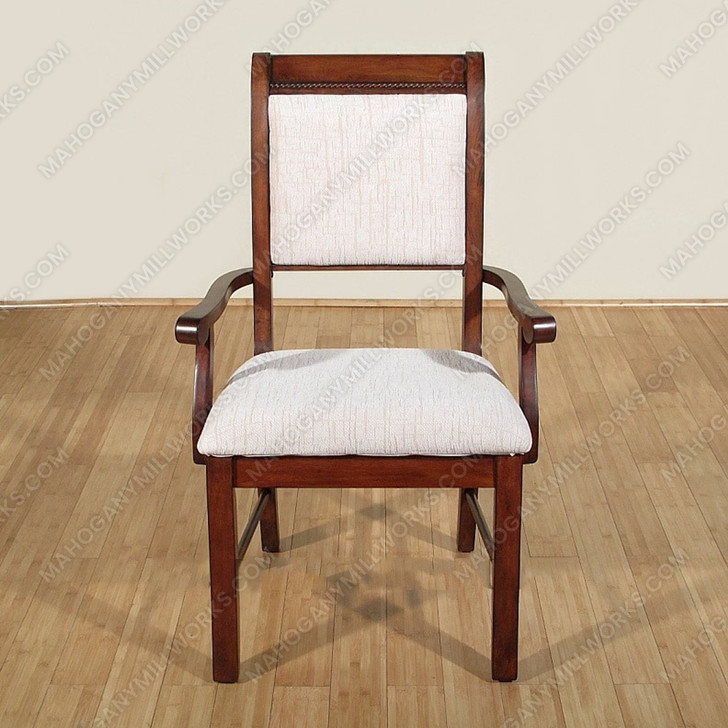 Solid Mahogany Regency Cream Upholstered Arm Chair