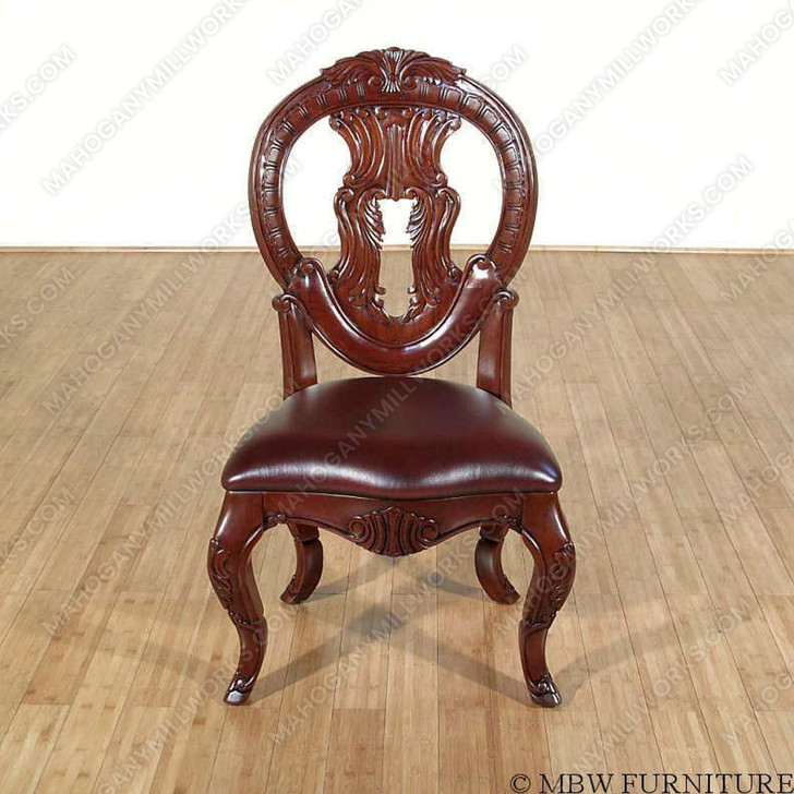 Walnut Burgundy Leather Georgian Side Chair