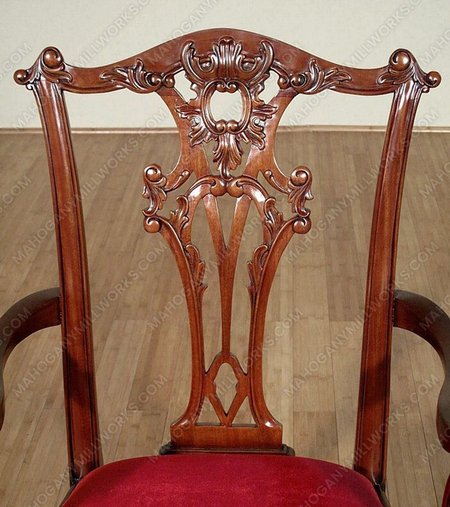 Walnut Chippendale Traditional Dining Arm Chair