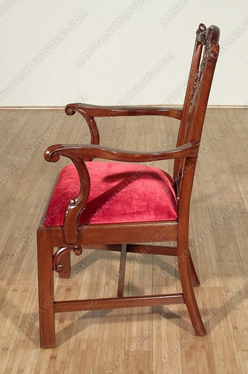 Walnut Chippendale Traditional Dining Arm Chair