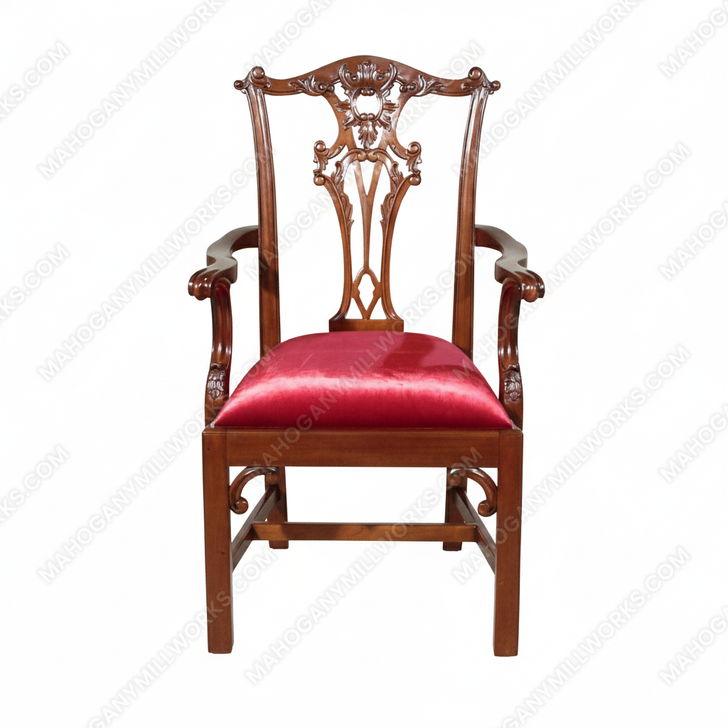 Walnut Chippendale Traditional Dining Arm Chair