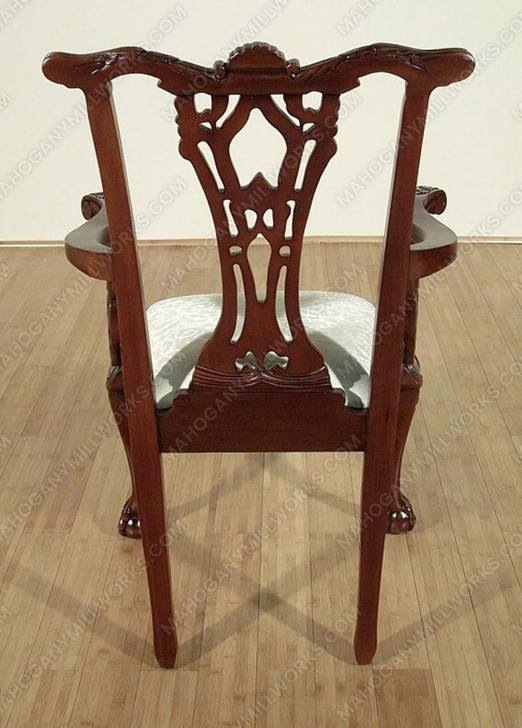 Solid Mahogany Chippendale Dining Arm Chair