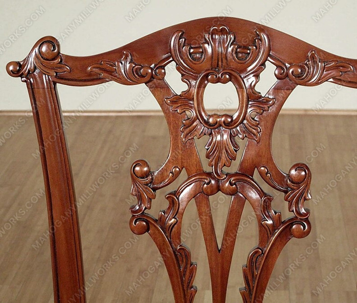 Walnut Finish Chippendale Dining Side Chair