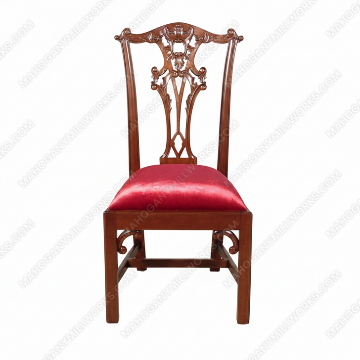 Walnut Finish Chippendale Dining Side Chair