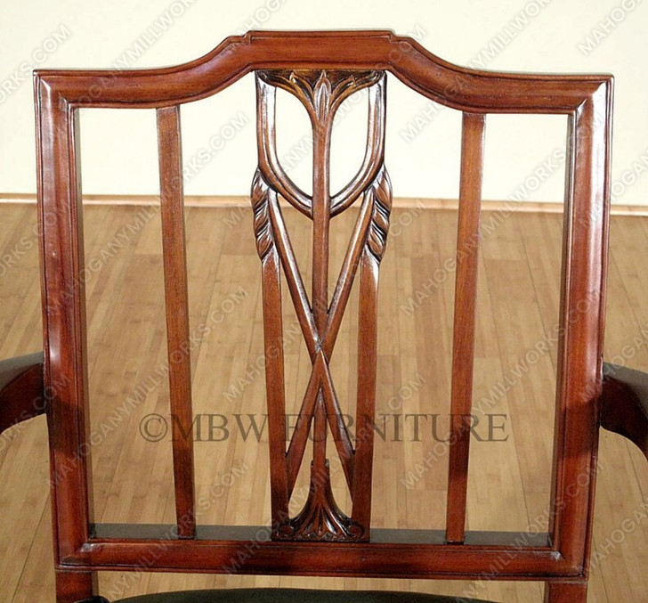 Solid Mahogany Green Regency Dining Arm Chair