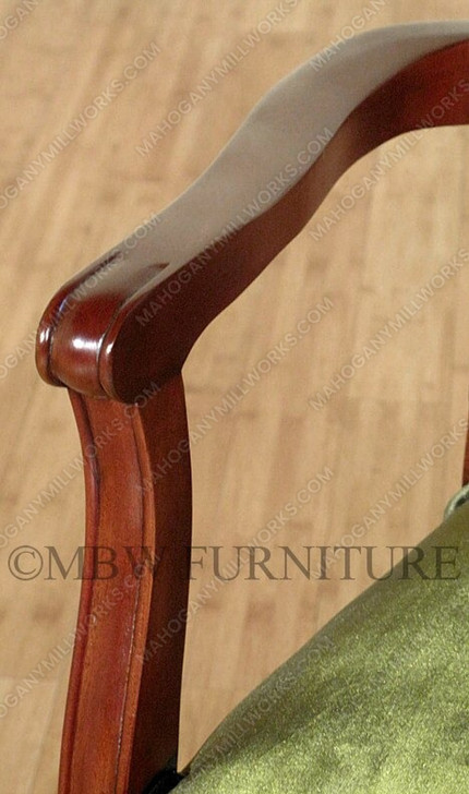 Solid Mahogany Green Regency Dining Arm Chair