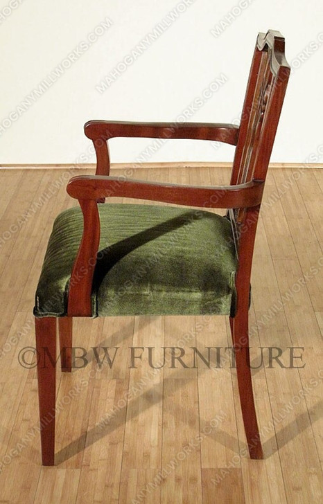 Solid Mahogany Green Regency Dining Arm Chair