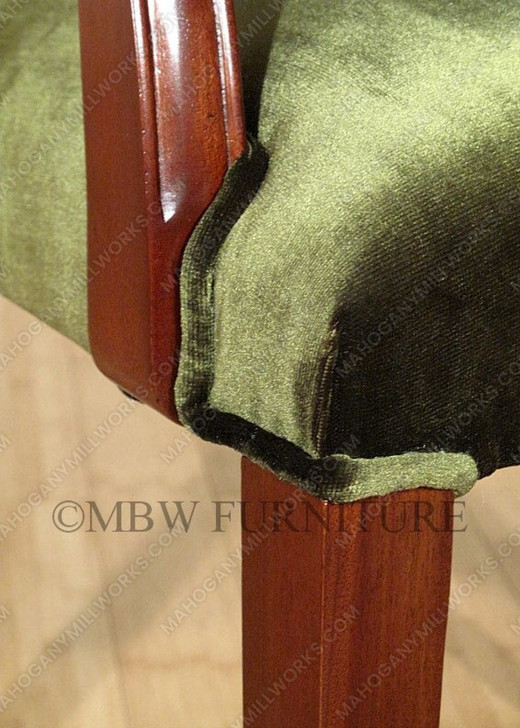 Solid Mahogany Green Regency Dining Arm Chair