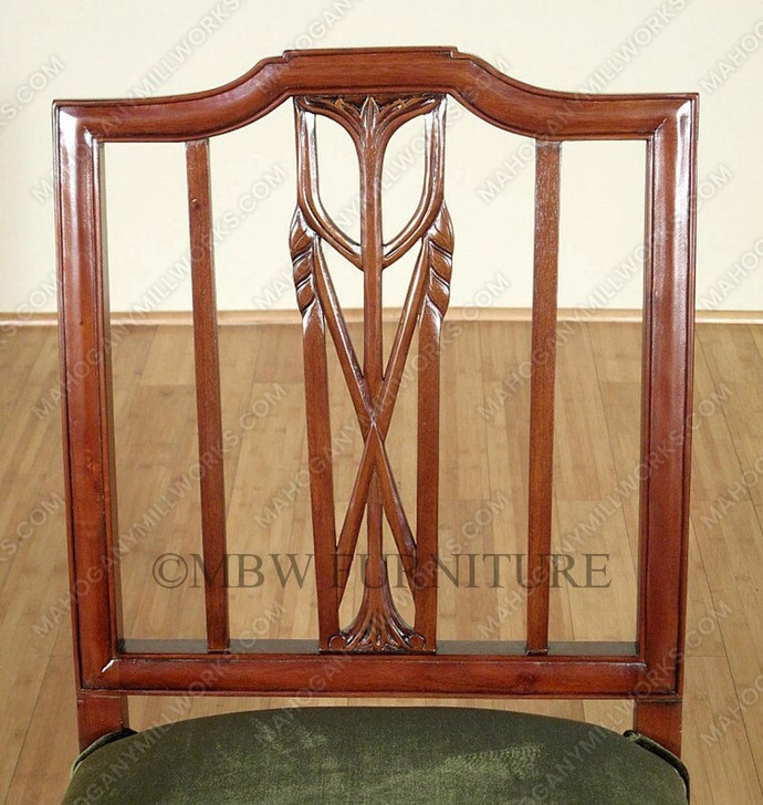 Solid Mahogany Green Regency Dining Side Chair