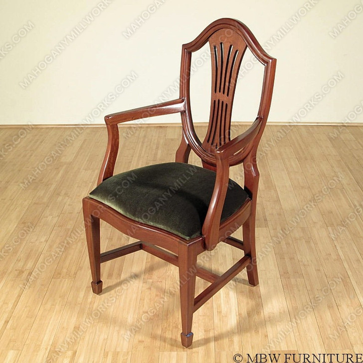 Walnut Hepplewhite Dining Arm Chairs Pair (2)