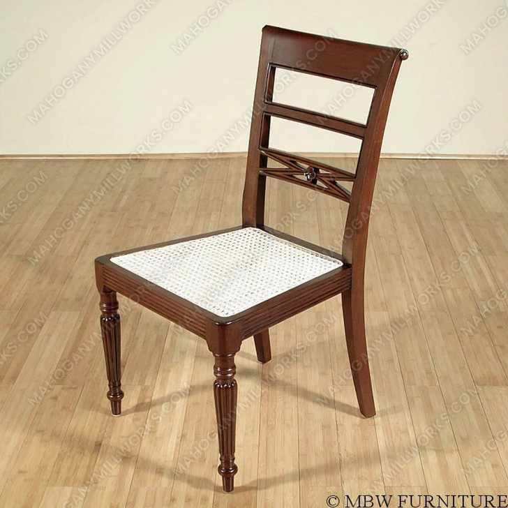 Walnut/Rattan Regency Dining Side Chairs (2)