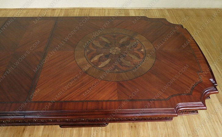 15pc Marquetry Inlay Dining Table & Chairs Set