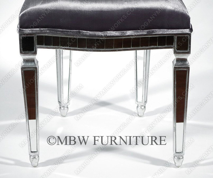 9pc Venetian-Style Mirrored Dining Suite with Grey Velvet Chairs