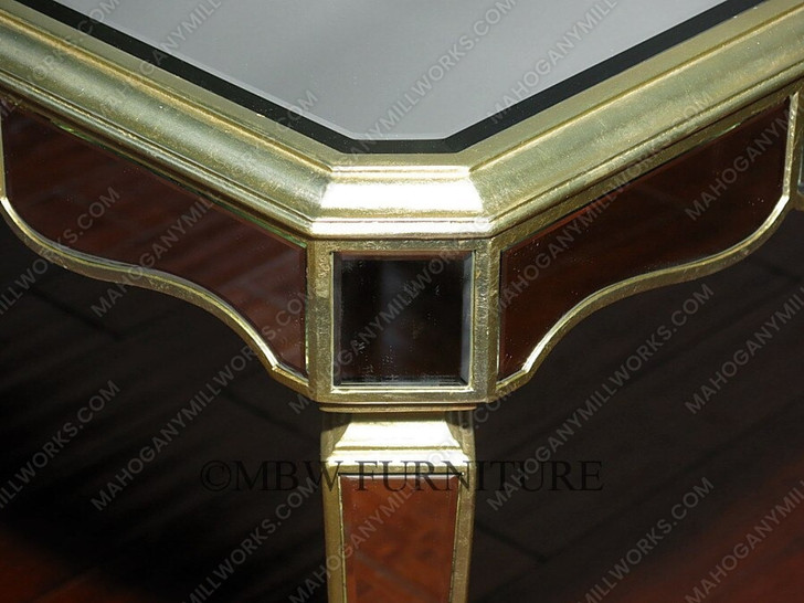 9pc Venetian-Style Mirrored Dining Suite with Grey Velvet Chairs