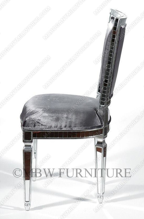 9 Pc 8Ft Mirrored Silver Rococo Dining Table w/ 2 Leaves & 8 Mirrored Chairs